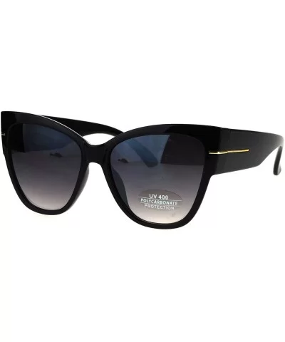 Thick Temple Plastic Horned Cat Eye Womens Retro Sunglasses - Black Smoke - CX17YDC0W4Q $7.01 Cat Eye