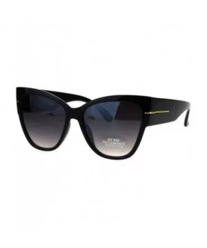 Thick Temple Plastic Horned Cat Eye Womens Retro Sunglasses - Black Smoke - CX17YDC0W4Q $7.01 Cat Eye