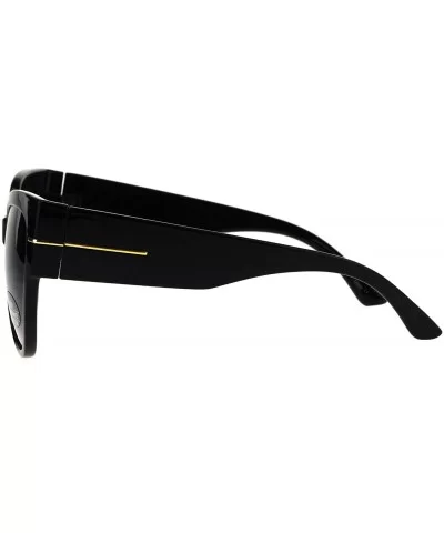 Thick Temple Plastic Horned Cat Eye Womens Retro Sunglasses - Black Smoke - CX17YDC0W4Q $7.01 Cat Eye