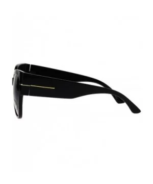 Thick Temple Plastic Horned Cat Eye Womens Retro Sunglasses - Black Smoke - CX17YDC0W4Q $7.01 Cat Eye