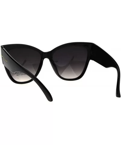 Thick Temple Plastic Horned Cat Eye Womens Retro Sunglasses - Black Smoke - CX17YDC0W4Q $7.01 Cat Eye