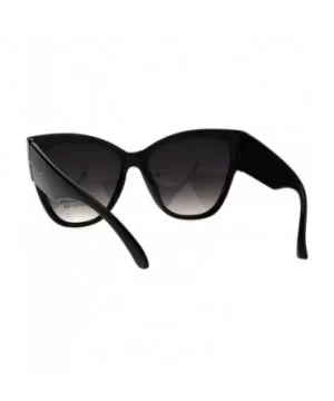 Thick Temple Plastic Horned Cat Eye Womens Retro Sunglasses - Black Smoke - CX17YDC0W4Q $7.01 Cat Eye