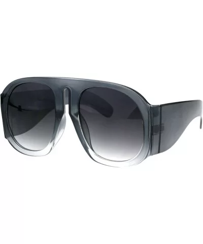 Mens 80s Retro Flat Top Racer Vintage Plastic Sunglasses - Grey Smoke - C318GQXOXIN $8.09 Oversized