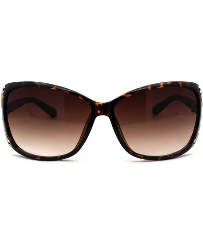 Womens Glitter Jewel Ribbon Hinge Butterfly Sunglasses - Tortoise Gold Brown - CL196U8XX97 $9.90 Butterfly