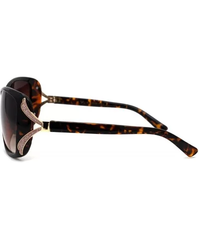 Womens Glitter Jewel Ribbon Hinge Butterfly Sunglasses - Tortoise Gold Brown - CL196U8XX97 $9.90 Butterfly