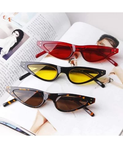 Vintage Cat-eye Sunglasses for Women Clout Goggle Triangle Glasses Rivet - Pink - CC18RGN7GH6 $5.39 Cat Eye