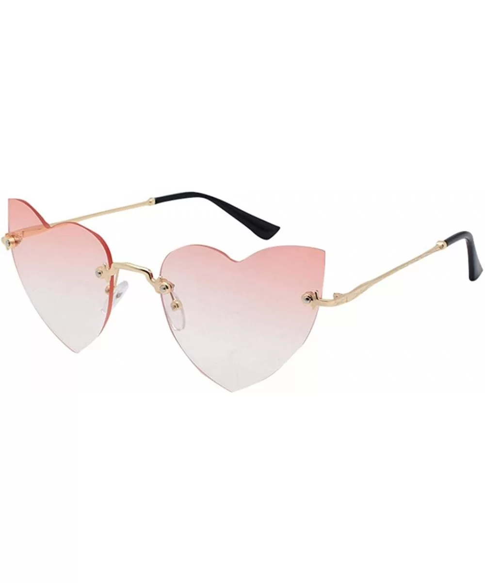 Polarized Personalized Rimless Sunglasses Mirrored Lens Goggle Eyewear With Metal Spectacles For Women Men - Pink - CW196HHEI...