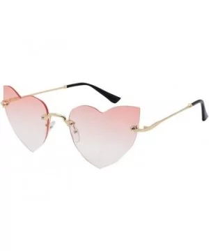 Polarized Personalized Rimless Sunglasses Mirrored Lens Goggle Eyewear With Metal Spectacles For Women Men - Pink - CW196HHEI...