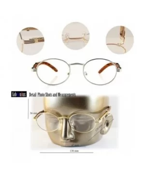 Vintage Oval Rectangle Clear Lens Metal & Wood Feel Eyeglasses A103 A201 - Gold/ Brown - CB180LIW7C2 $12.60 Square