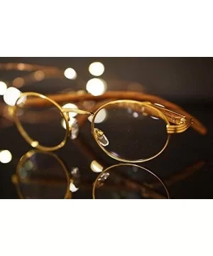 Vintage Oval Rectangle Clear Lens Metal & Wood Feel Eyeglasses A103 A201 - Gold/ Brown - CB180LIW7C2 $12.60 Square