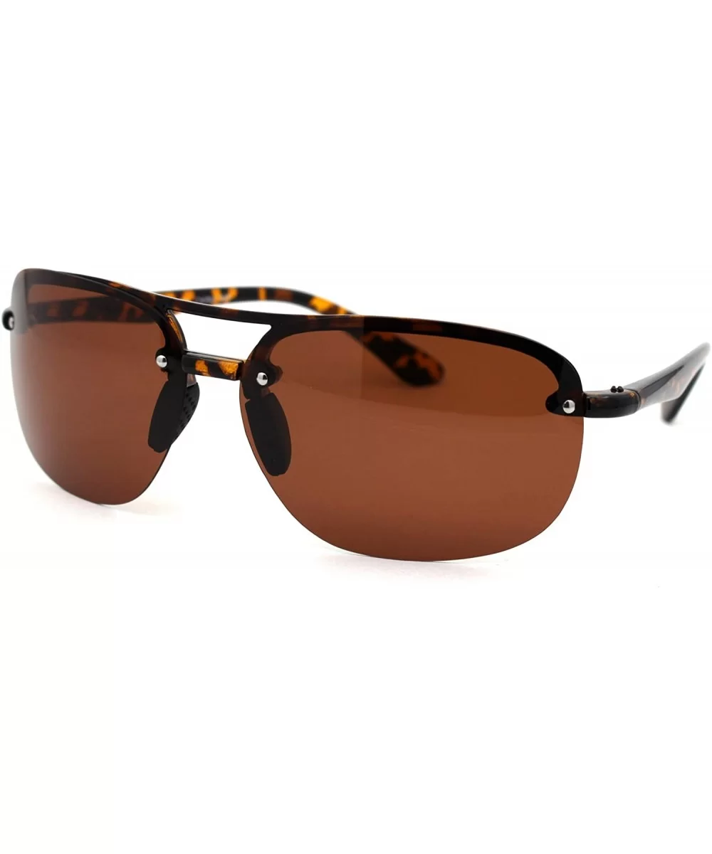 Polarized Mens Classic 90s Half Rim Rimless Style Racer Sunglasses - Shiny Tortoise Brown - CN18Z3KYS33 $12.73 Rectangular