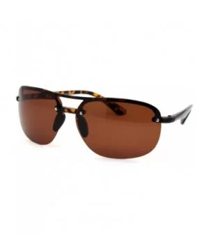 Polarized Mens Classic 90s Half Rim Rimless Style Racer Sunglasses - Shiny Tortoise Brown - CN18Z3KYS33 $12.73 Rectangular