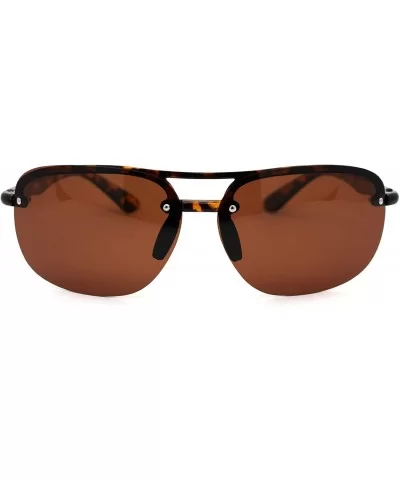 Polarized Mens Classic 90s Half Rim Rimless Style Racer Sunglasses - Shiny Tortoise Brown - CN18Z3KYS33 $12.73 Rectangular