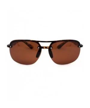 Polarized Mens Classic 90s Half Rim Rimless Style Racer Sunglasses - Shiny Tortoise Brown - CN18Z3KYS33 $12.73 Rectangular