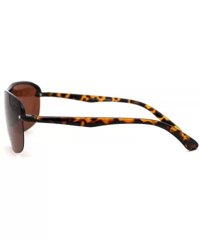 Polarized Mens Classic 90s Half Rim Rimless Style Racer Sunglasses - Shiny Tortoise Brown - CN18Z3KYS33 $12.73 Rectangular