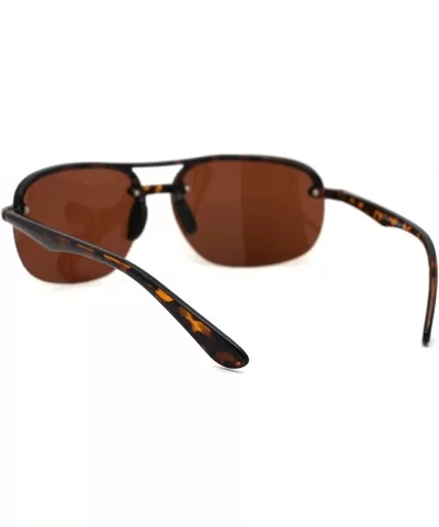 Polarized Mens Classic 90s Half Rim Rimless Style Racer Sunglasses - Shiny Tortoise Brown - CN18Z3KYS33 $12.73 Rectangular