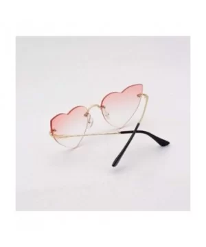 Polarized Personalized Rimless Sunglasses Mirrored Lens Goggle Eyewear With Metal Spectacles For Women Men - Pink - CW196HHEI...