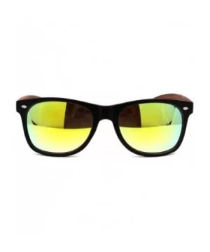 Mens Spectrum Color Mirror Hipster Horn Rim Woodgrain Sunglasses - Black Red Wood Yellow Mirror - CD18ZWQ8XHQ $6.84 Rectangular