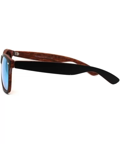 Mens Spectrum Color Mirror Hipster Horn Rim Woodgrain Sunglasses - Black Red Wood Yellow Mirror - CD18ZWQ8XHQ $6.84 Rectangular