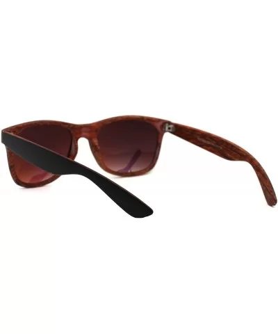 Mens Spectrum Color Mirror Hipster Horn Rim Woodgrain Sunglasses - Black Red Wood Yellow Mirror - CD18ZWQ8XHQ $6.84 Rectangular