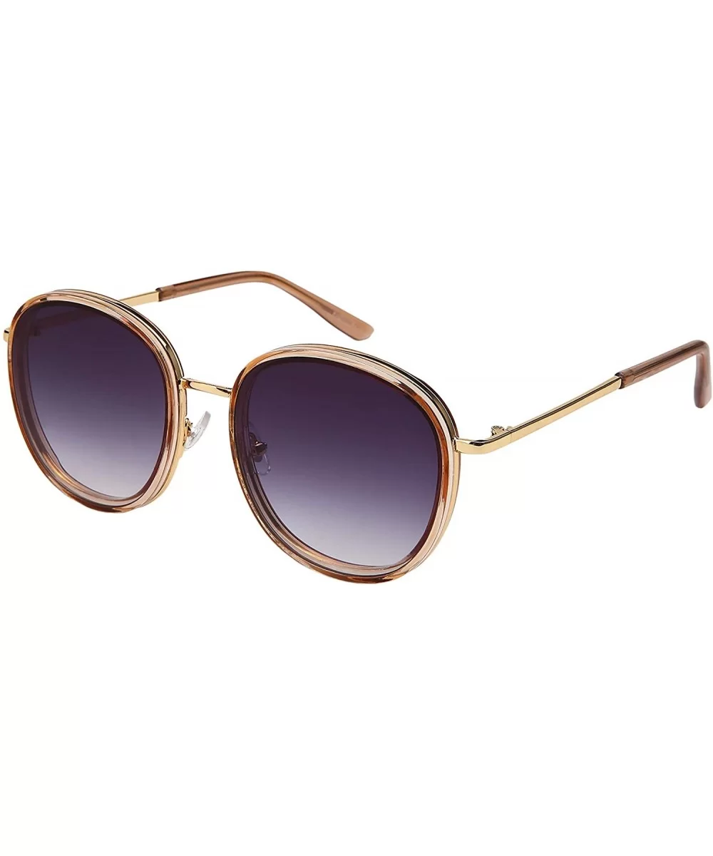 Fashion Desginer Inspired Round Sunglasess with Flat Ocean Color Lens Ultralight - CZ18XI4UC7N $8.11 Round