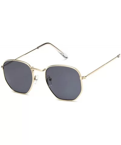 Polygonal Sunglasses Women Glasses Luxury Retro Metal Sun Vintage Mirror Oculos De Sol Feminino UV400 - Gold Gray - CD197A2ZK...