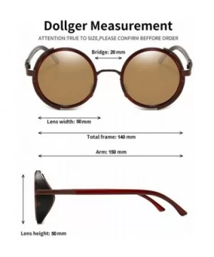 Steampunk Vintage Retro Round Sunglasses Metal Circle Frame - Brown Lens+brown Frame - CS17YD2ADST $14.33 Aviator