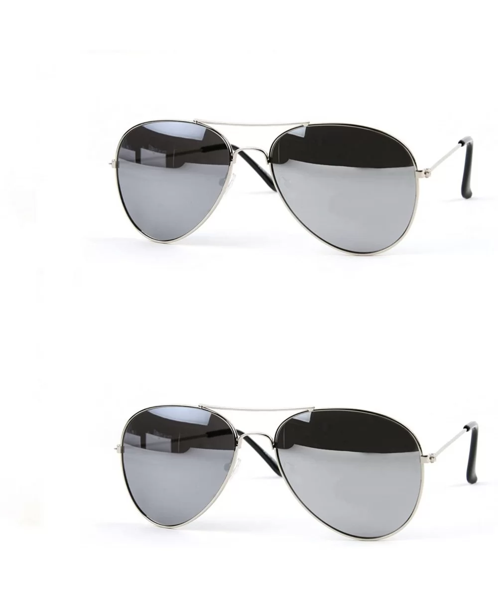 Classic Aviator Sunglasses P2162 - 2 Pcs Silver-mirror Lens & Silver-mirror Lens - CC11ZFAT2DR $27.75 Aviator