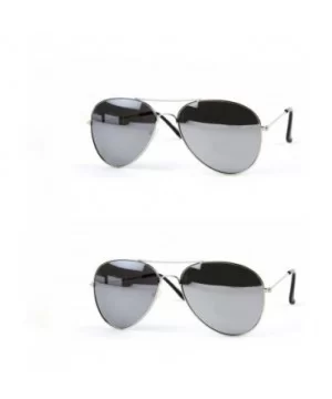 Classic Aviator Sunglasses P2162 - 2 Pcs Silver-mirror Lens & Silver-mirror Lens - CC11ZFAT2DR $27.75 Aviator