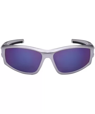 Action Sports Sunglasses with Color Mirrored Lenses 570037-REV - Silver - CQ122WW9VJV $8.63 Sport