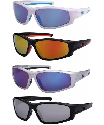 Action Sports Sunglasses with Color Mirrored Lenses 570037-REV - Silver - CQ122WW9VJV $8.63 Sport