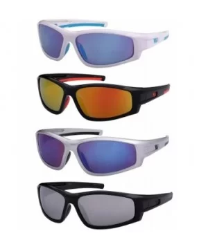 Action Sports Sunglasses with Color Mirrored Lenses 570037-REV - Silver - CQ122WW9VJV $8.63 Sport