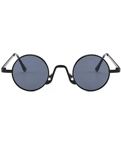 Fashion Round Metal Frame Glasses Steampunk Sunglasses1562 - Black-black - CU18M40GNXT $7.21 Round