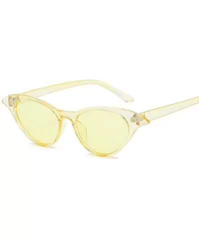 Vintage Mirror Sunglasses Women Cat Eye Sunglasses Luxury Brand LeopardBrown - Yellowyellow - CS18XQZ55GD $6.32 Cat Eye