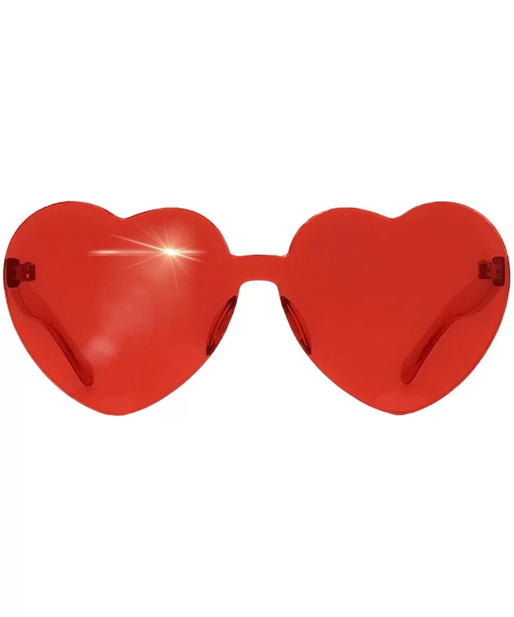 Rave Glasses Goggles Heart Rimless Clout Sunglasses-costume accesoories for women-girls-men - Red Heart - CC18NAGX4MH $4.67 R...