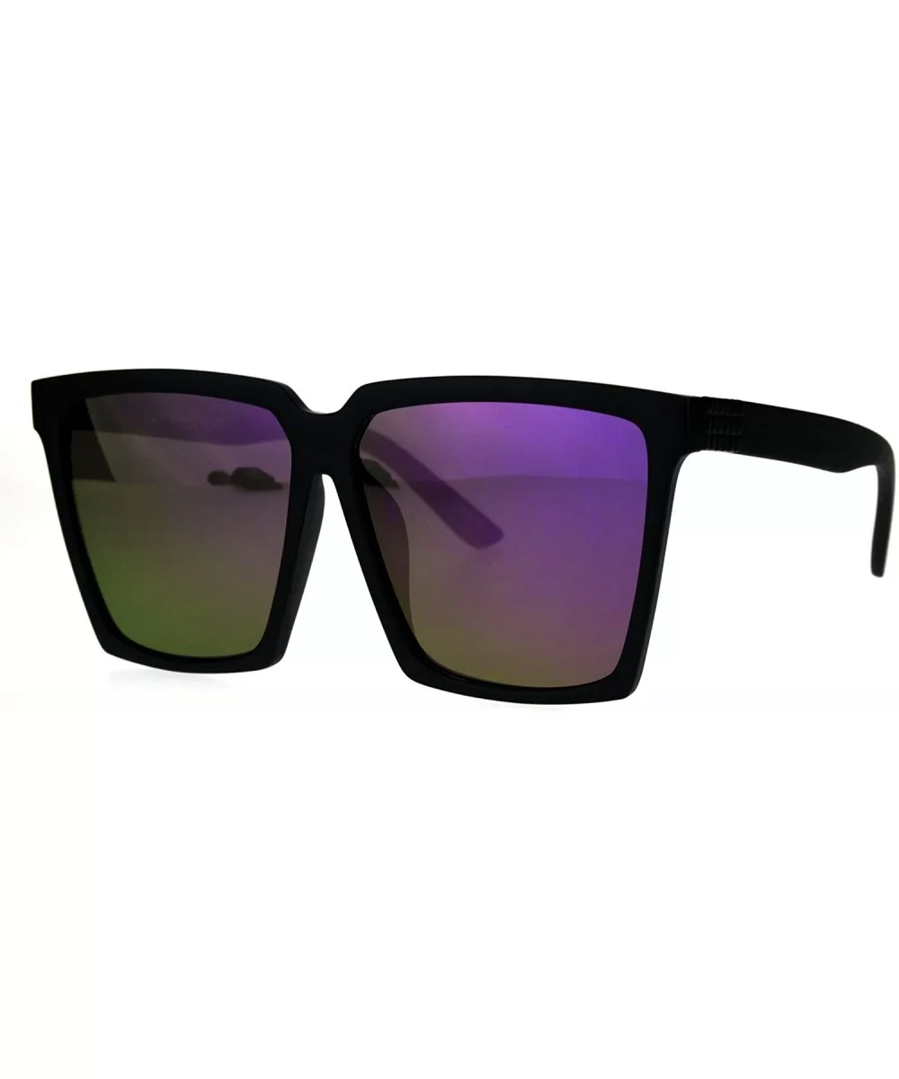 Womens Oversized Sunglasses Square Designer Frame Mirror Lens UV 400 - Black (Purple Mirror) - C4186HAZK64 $9.86 Square