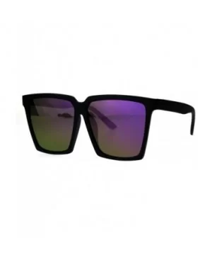 Womens Oversized Sunglasses Square Designer Frame Mirror Lens UV 400 - Black (Purple Mirror) - C4186HAZK64 $9.86 Square