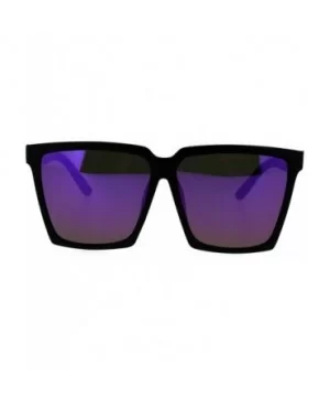 Womens Oversized Sunglasses Square Designer Frame Mirror Lens UV 400 - Black (Purple Mirror) - C4186HAZK64 $9.86 Square