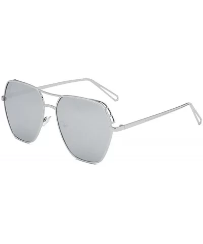 Oversized Aviator Sunglasses for Women Men Metal Frame Fashion Nonpolarized UV Protection MLS9342 - Silver - CW18TD586YX $6.0...