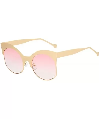 Womens Man Irregular Round-shaped Rapper Sunglasses Vintage Retro Style Eyewear for Men Women - B - CS196IYHMYW $7.97 Rimless