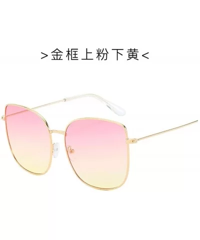 New Retro Metal Square Gradient Sunglasses Fashion Luxury Mirror Oversized Women Vintage UV400 - 3 - C0198ZAHQCL $28.74 Square