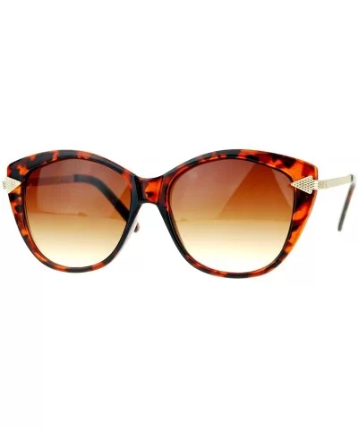 Retro Arrow Trim Designer Fashion Butterfly Sunglasses - Tortoise - CH121V6NKIH $7.26 Oversized