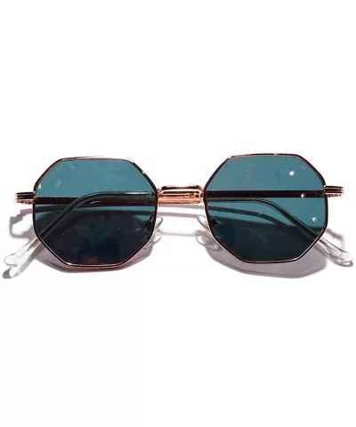 New Polygon Small Sunglasses Women Retro Round Metal Sun Glasses Men Er Hexagon Eyeglasses UV400 - 9 - CO199CK9WZC $25.92 Round