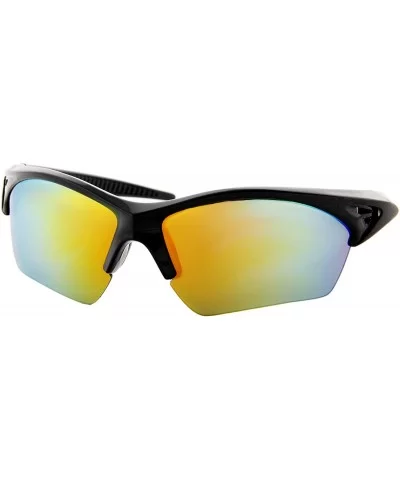 Unisex Sunglasses Sports Multi-Color Mirror Lens Fishing Cycling - Black Frame/ Mirror Orange - Yellow Lens - C818IZK2KER $8....