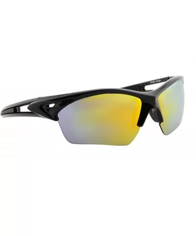 Unisex Sunglasses Sports Multi-Color Mirror Lens Fishing Cycling - Black Frame/ Mirror Orange - Yellow Lens - C818IZK2KER $8....