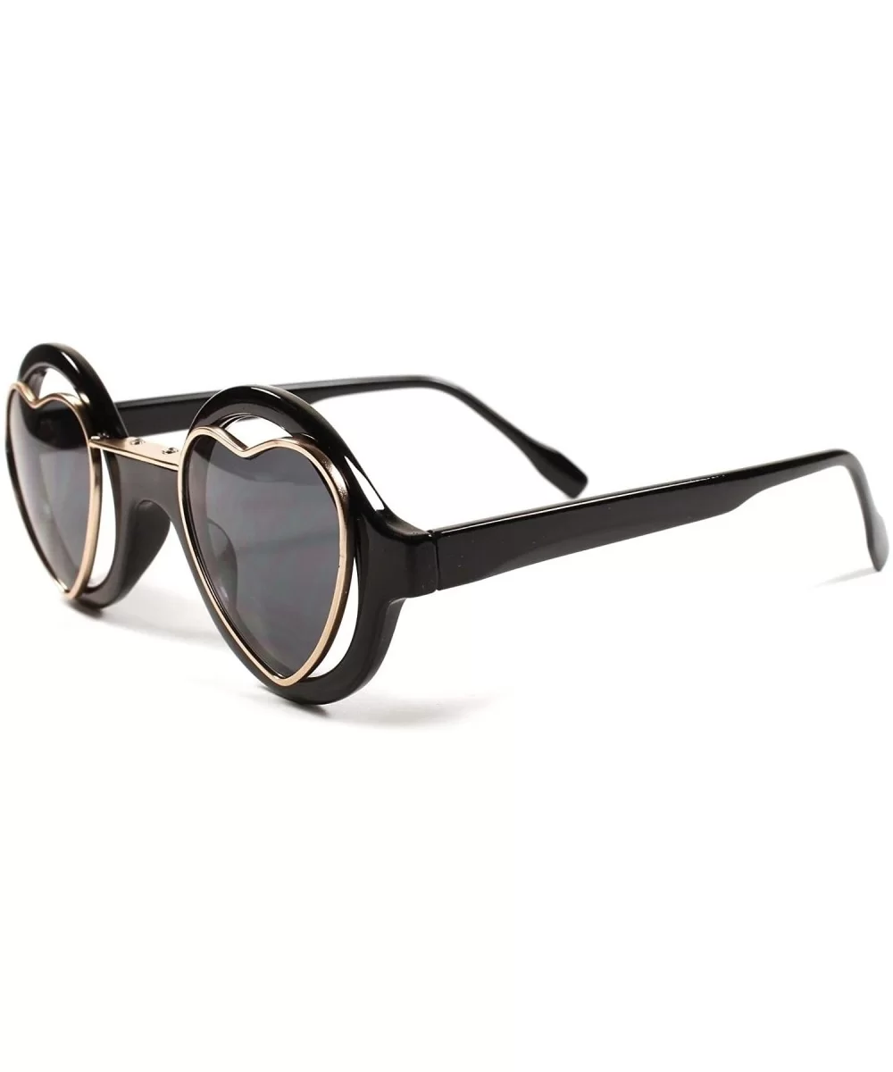 Vintage Retro Sweetheart Round Heart Shaped Fashion Womens Sunglasses - Black - C7189AM84X7 $15.81 Round