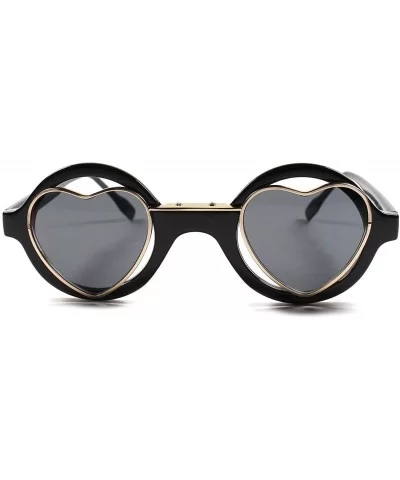 Vintage Retro Sweetheart Round Heart Shaped Fashion Womens Sunglasses - Black - C7189AM84X7 $15.81 Round