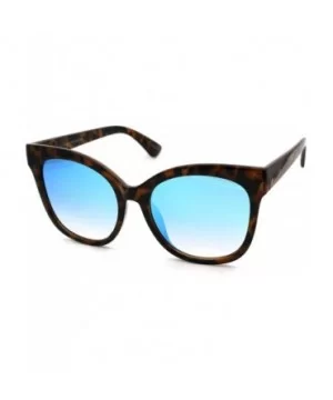 Mirrored Mirror Flat Lens Oversize Horn Rim Horned Sunglasses - Tortoise Blue - CV12HVJZN3N $9.27 Wayfarer