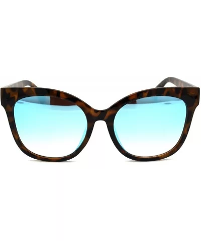 Mirrored Mirror Flat Lens Oversize Horn Rim Horned Sunglasses - Tortoise Blue - CV12HVJZN3N $9.27 Wayfarer