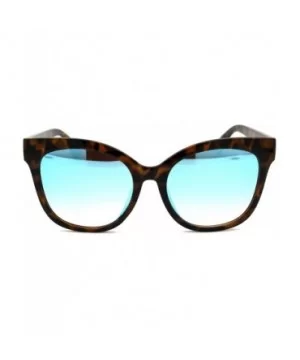 Mirrored Mirror Flat Lens Oversize Horn Rim Horned Sunglasses - Tortoise Blue - CV12HVJZN3N $9.27 Wayfarer